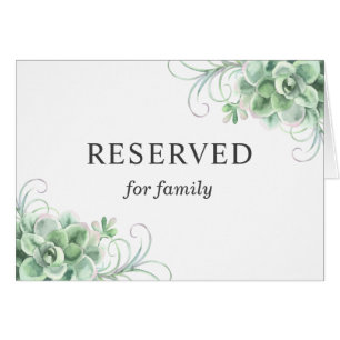Cartel de reservado de boda con suculentas de acua