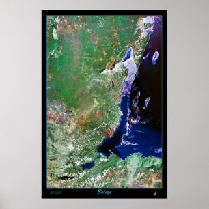 cartel de satélite de Belice foto impresión mapa