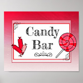 Cartel de Señal de Bodas de Barra de Dulces Rojo