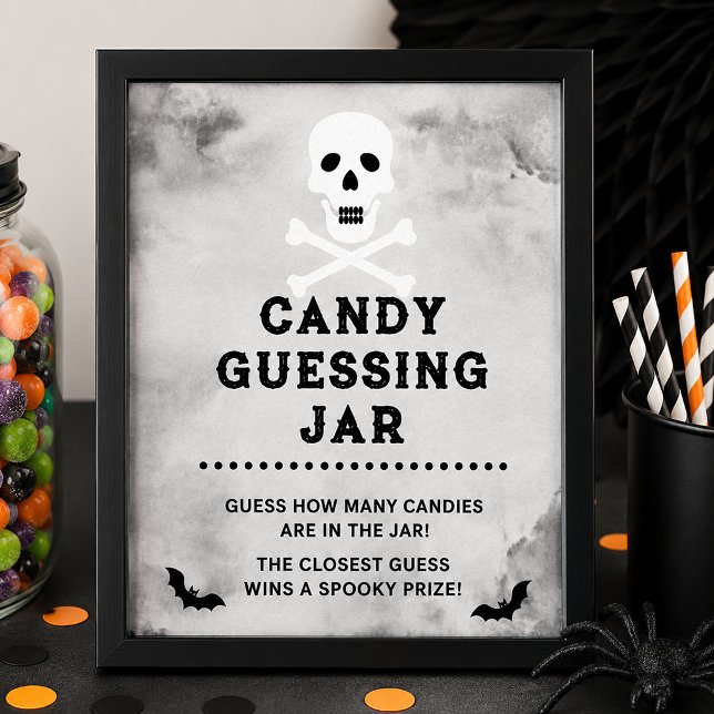 Cartel de Señal de Juego de Adivinanza de Dulces d (Guessing Game Sign)