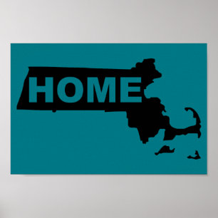Cartel de señal de Massachusetts Hogar Lejos del E