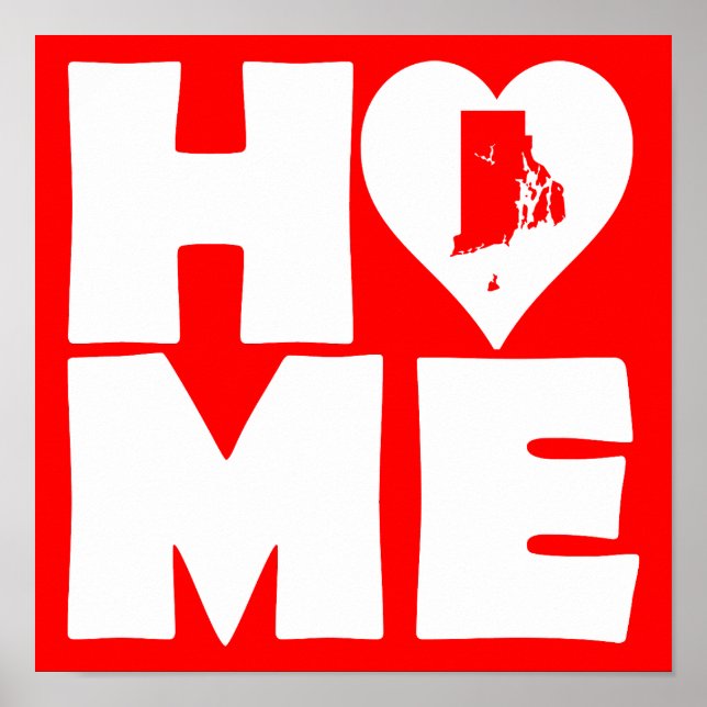 Cartel de señal de Rhode Island Hogar Corazón Esta (Frente)