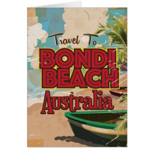 Cartel de vacaciones vintage de Bondi Beach Austra
