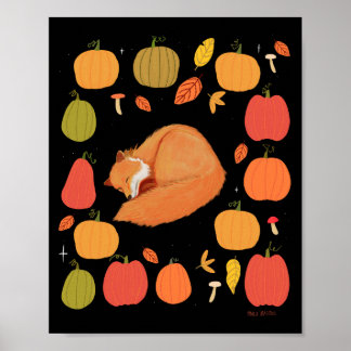 Cartel de valor de impresión de zorro de otoño, pa