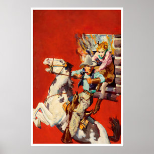 Cartel de vaquero pistolero de arte western