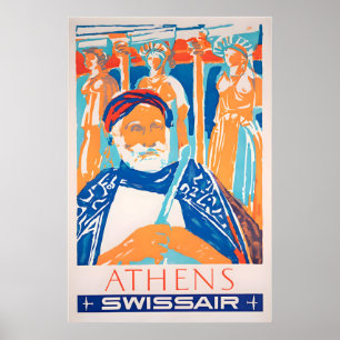 Cartel de viaje a Atenas Grecia Arte Griego Impres