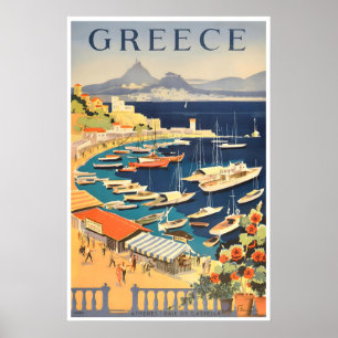 Cartel de viaje a Atenas Impresión vintage de Grec