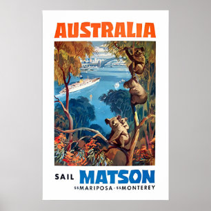 Cartel de viaje a Australia Arte australiano Matso