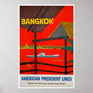 Cartel de viaje a Bangkok Arte Tailandia Americano