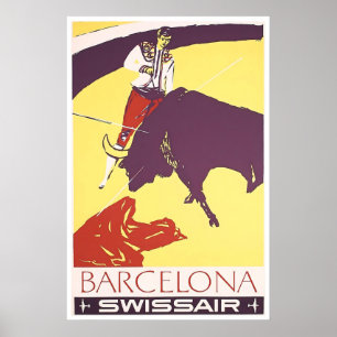 Cartel de viaje a Barcelona España Arte Torero