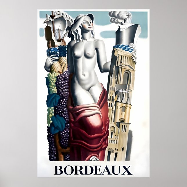 Cartel de viaje a Burdeos Impresión francesa Franc (Frente)