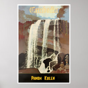 Cartel de viaje a Camboya Arte de Phnom Kulen Impr
