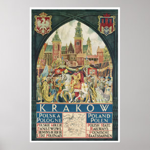 Cartel de viaje a Cracovia Arte polaco signo nativ