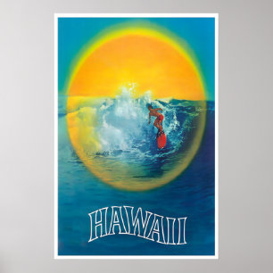 Cartel de viaje a Hawái Arte de surf Impresión haw