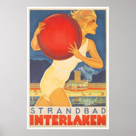 Cartel de viaje a Interlaken Suiza Arte de playa H