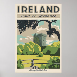 Cartel de viaje a Irlanda Castillo Blarney Arte Vi
