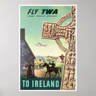 Cartel de viaje a Irlanda Impresión de TWA Arte ir