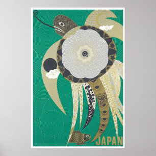 Cartel de viaje a Japón Estampa de tortuga Arte ja