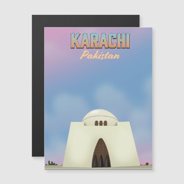 Cartel de viaje a Karachi Pakistán (Anverso/Reverso)