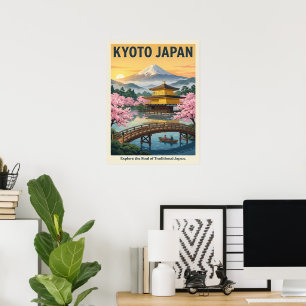 Cartel de viaje a Kyoto Japón Arte de pared de A