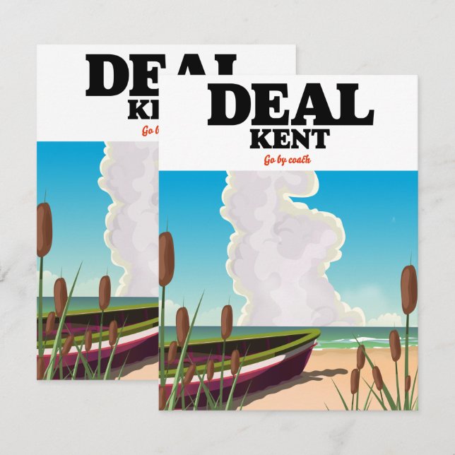 Cartel de viaje a la costa de Deal Kent (Anverso / Reverso)
