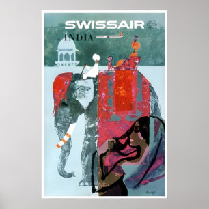 Cartel de viaje a la India Arte de elefante Impres