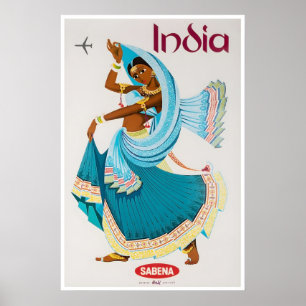 Cartel de viaje a la India Arte de mujer india Imp