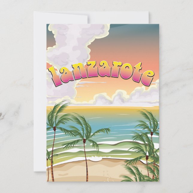 cartel de viaje a la playa de Lanzarote (Anverso)