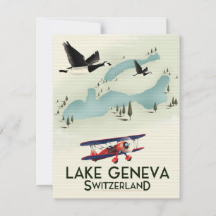 cartel de viaje a lago de ginebra suiza