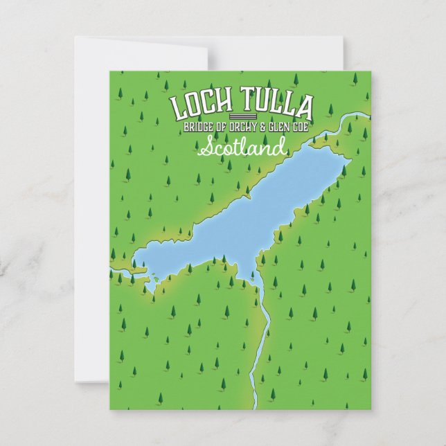 Cartel de viaje a Loch Tulla Escocia Mapa (Anverso)