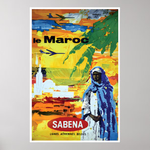 Cartel de viaje a Marruecos Arte africano Norte de