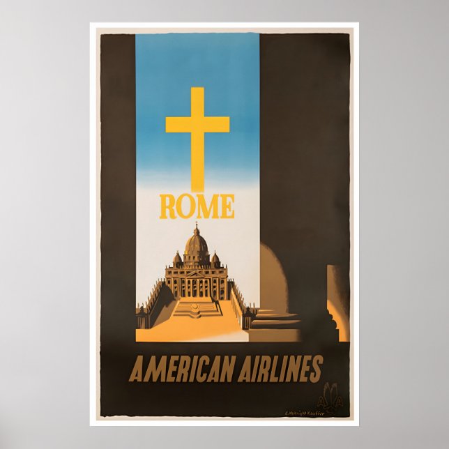 Cartel de viaje a Roma Italia Arte Impresión Ameri (Frente)