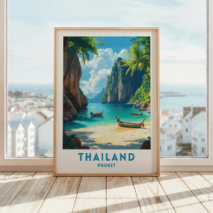 Cartel de viaje a Tailandia Phuket Arte de pared
