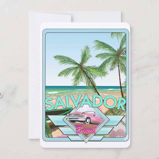 Cartel de viaje al estilo de Salvador Brasil. (Anverso)