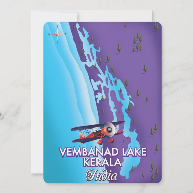 Cartel de viaje al lago Vembanad, India (Anverso)