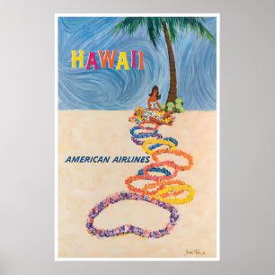 Cartel de viaje americano de arte hawaiano de impr