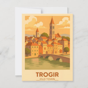 Cartel de viaje antiguo de Trogir Croacia Postal