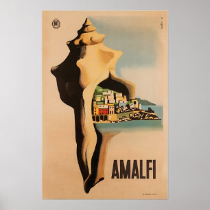 Cartel de viaje de Amalfi Italia Arte italiano