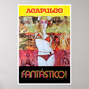 Cartel de viaje de arte de Acapulco México Impresi