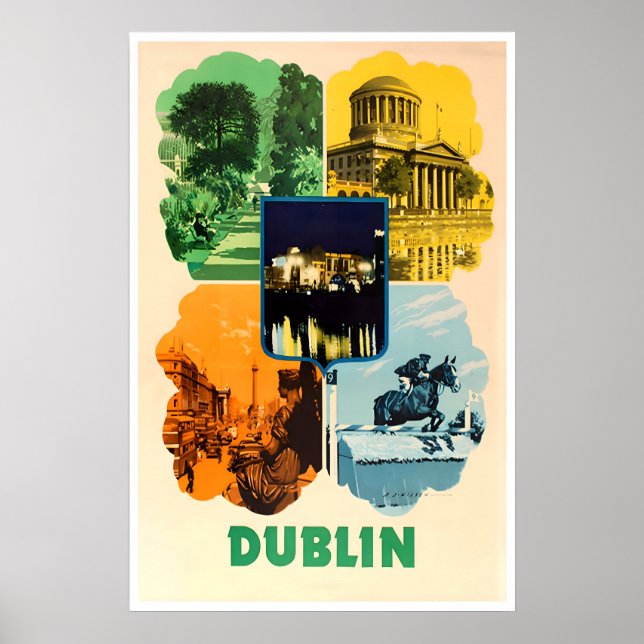 Cartel de viaje de arte de Irlanda Dublín Impresió (Frente)