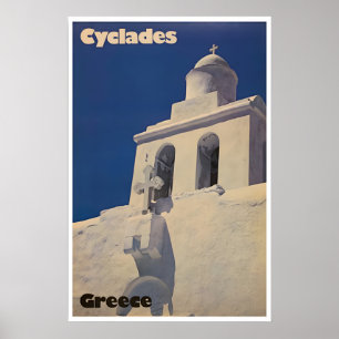 Cartel de viaje de arte de las islas Cícladas Grec