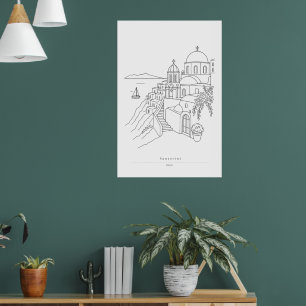 Cartel de viaje de arte de línea minimalista de Sa