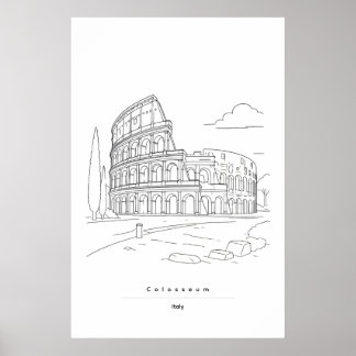 Cartel de viaje de arte de línea minimalista del C