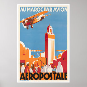 Cartel de viaje de Arte de Marruecos Aeropostale M