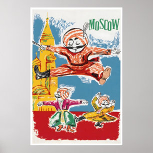 Cartel de viaje de arte de Moscú Rusia Baile ruso