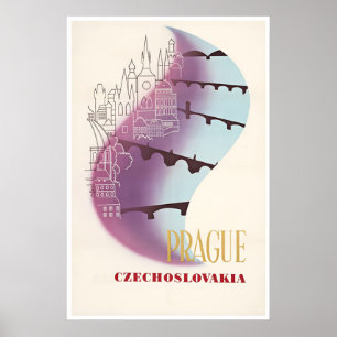Cartel de viaje de arte de Praga checo Checoslovaq