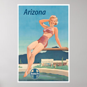 Cartel de viaje de arte de Santa Fe de Arizona Pis