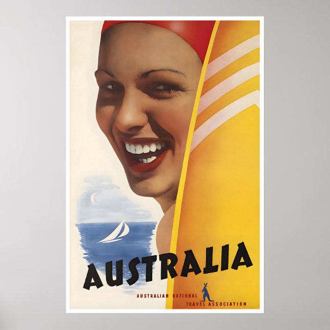 Cartel de viaje de arte de surf de Australia Austr (Frente)