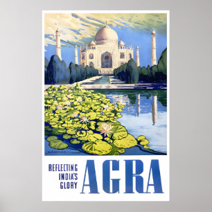 Cartel de viaje de arte de Taj Mahal Agra Impresió