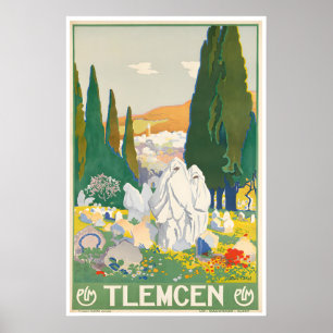 Cartel de viaje de arte de Tlemcen Argelia Vintage